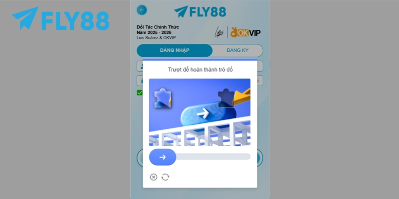 Xác nhận mã captcha là đăng nhập FLY88 thành công